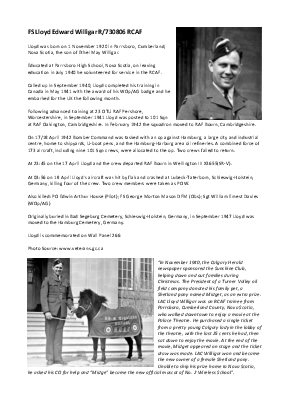 A preview of a PDF biography for Willigar, Lloyd Edward